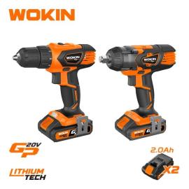 Atornillador kit 2pz taladro y llave impacto 20v x2b Wokin