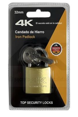 Candado terminación bronceado blíster 32mm 4K