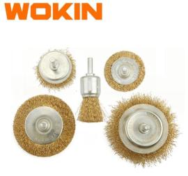 Cepillo p/taladro 5pc 2plano2copa1escoba Wokin