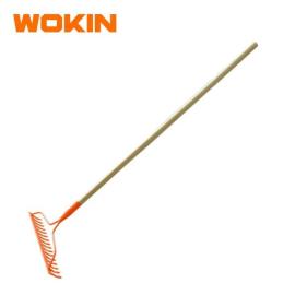 Rastrillo de jardin de metal rigido mango 120cm Wokin