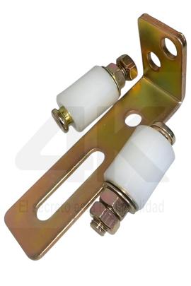 Soporte guia con 2 rodillos 30x40mm p/guia de porton 4k