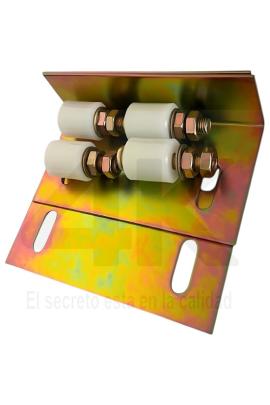 Soporte guia con 4 rodillos 30x40mm p/ guia de porton 4k
